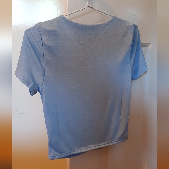 ⭐Host Pick⭐ Pale pastel blue stretch Glassons top M - Picture 2 of 5